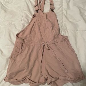 dusty pink overalls